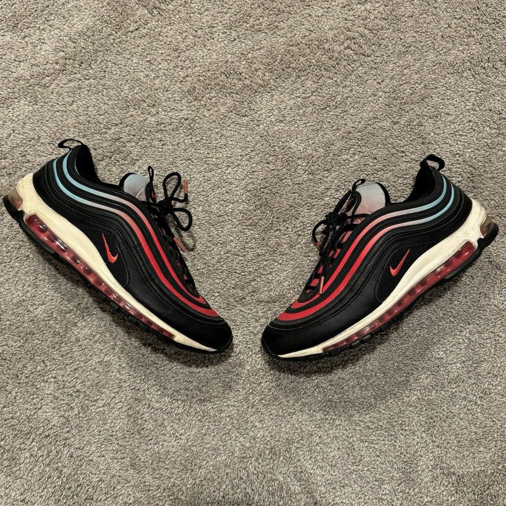 Nike Air Max 97 "Blue Fury Ember" Men's Low Top Athletic Sneakers Size 11 Red